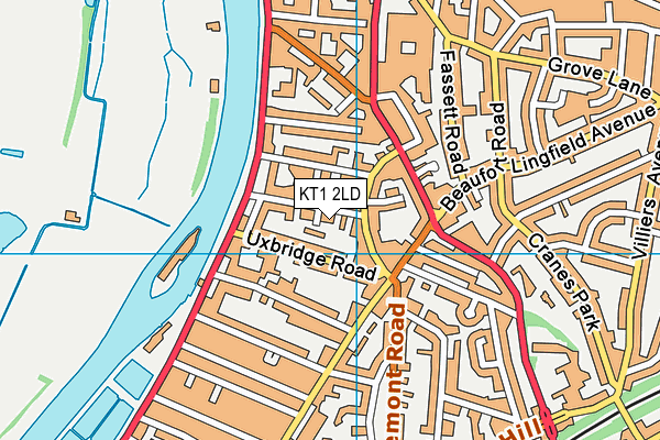 KT1 2LD map - OS VectorMap District (Ordnance Survey)