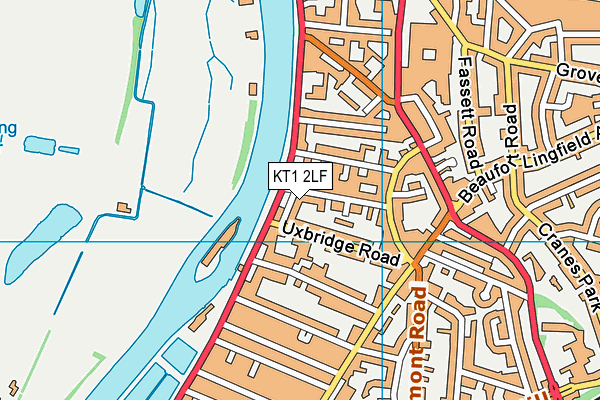 KT1 2LF map - OS VectorMap District (Ordnance Survey)