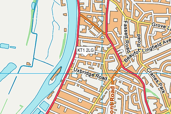 KT1 2LG map - OS VectorMap District (Ordnance Survey)