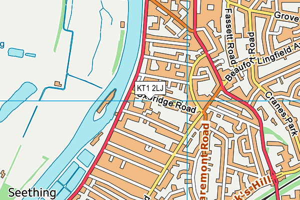 KT1 2LJ map - OS VectorMap District (Ordnance Survey)