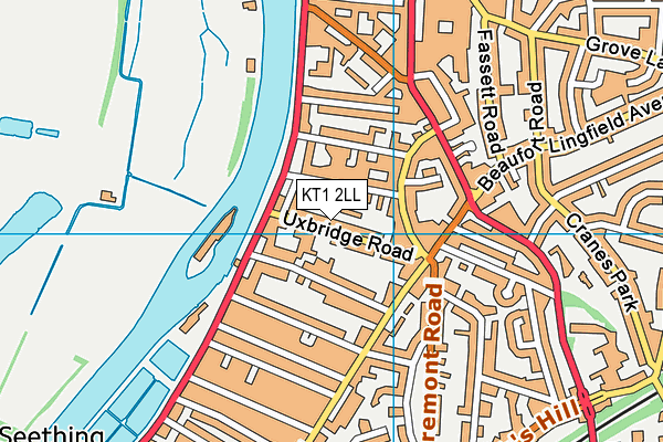 KT1 2LL map - OS VectorMap District (Ordnance Survey)