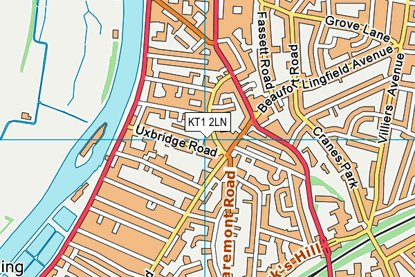 KT1 2LN map - OS VectorMap District (Ordnance Survey)