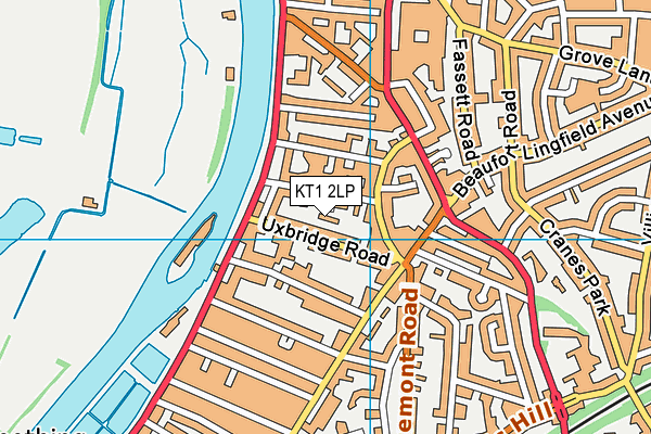 KT1 2LP map - OS VectorMap District (Ordnance Survey)