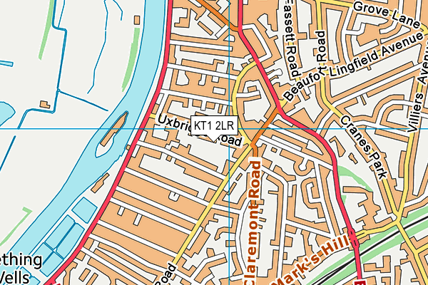 KT1 2LR map - OS VectorMap District (Ordnance Survey)