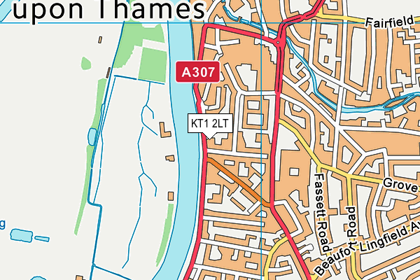 KT1 2LT map - OS VectorMap District (Ordnance Survey)