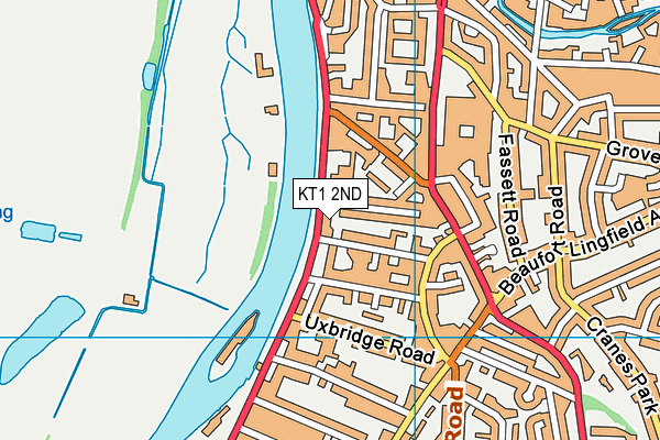 KT1 2ND map - OS VectorMap District (Ordnance Survey)