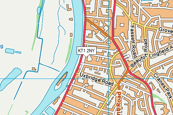 KT1 2NY map - OS VectorMap District (Ordnance Survey)
