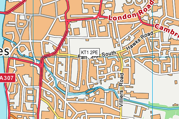 KT1 2PE map - OS VectorMap District (Ordnance Survey)