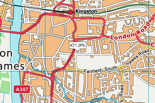 KT1 2PS map - OS VectorMap District (Ordnance Survey)