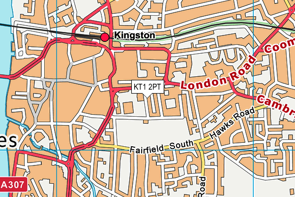 KT1 2PT map - OS VectorMap District (Ordnance Survey)