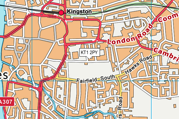 Kingfisher Leisure Centre (Kingston) (Closed) map (KT1 2PY) - OS VectorMap District (Ordnance Survey)