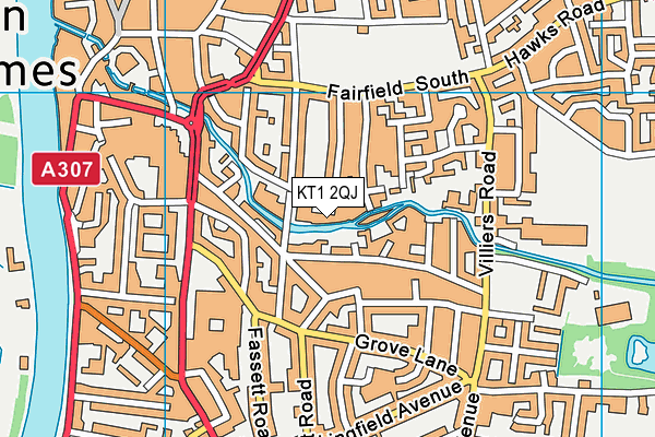 KT1 2QJ map - OS VectorMap District (Ordnance Survey)