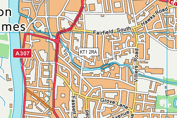 KT1 2RA map - OS VectorMap District (Ordnance Survey)
