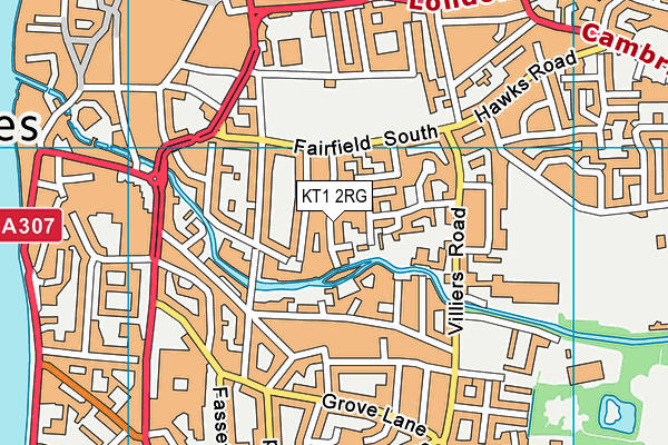KT1 2RG map - OS VectorMap District (Ordnance Survey)