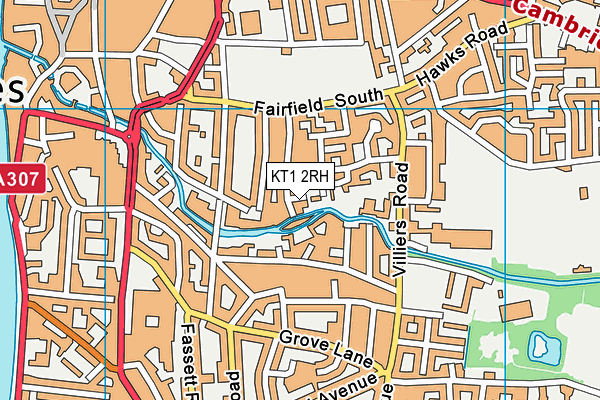 KT1 2RH map - OS VectorMap District (Ordnance Survey)