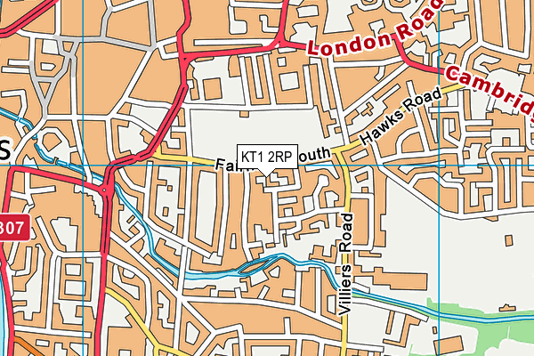 KT1 2RP map - OS VectorMap District (Ordnance Survey)