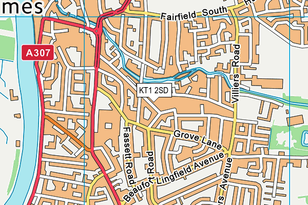 KT1 2SD map - OS VectorMap District (Ordnance Survey)