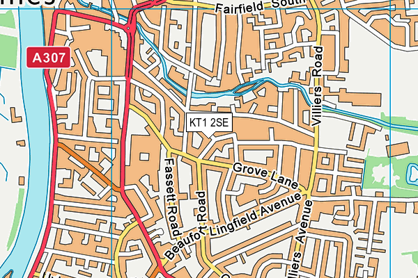 KT1 2SE map - OS VectorMap District (Ordnance Survey)