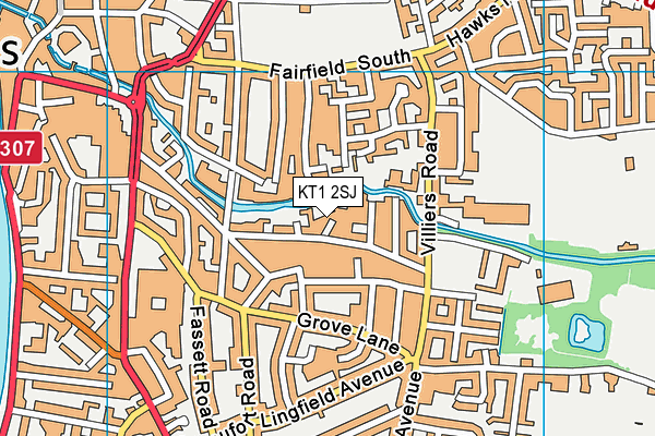 KT1 2SJ map - OS VectorMap District (Ordnance Survey)