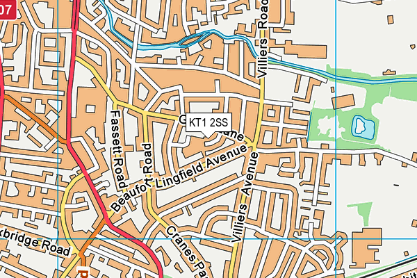 KT1 2SS map - OS VectorMap District (Ordnance Survey)