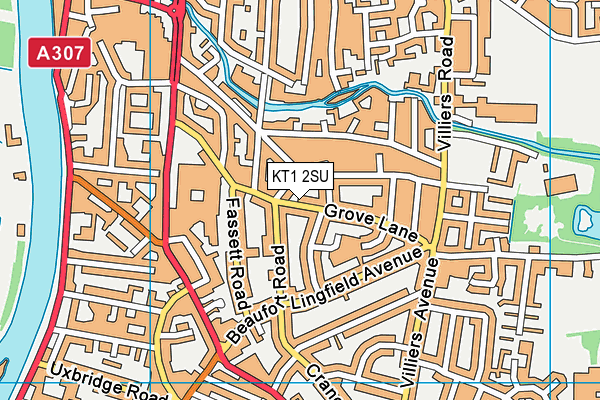 KT1 2SU map - OS VectorMap District (Ordnance Survey)