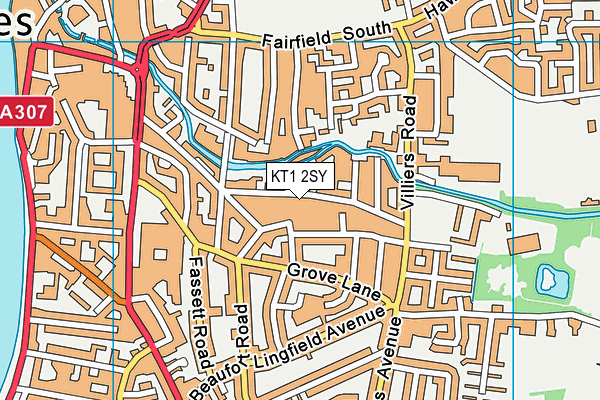 KT1 2SY map - OS VectorMap District (Ordnance Survey)