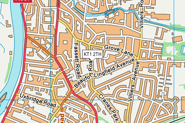 KT1 2TH map - OS VectorMap District (Ordnance Survey)