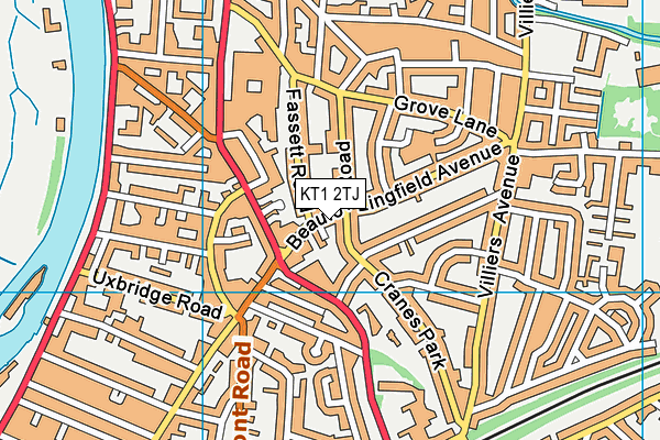 KT1 2TJ map - OS VectorMap District (Ordnance Survey)