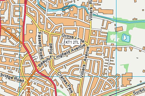 KT1 2TL map - OS VectorMap District (Ordnance Survey)