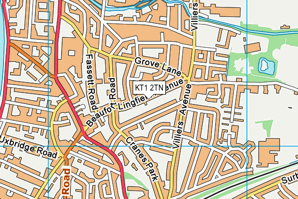 KT1 2TN map - OS VectorMap District (Ordnance Survey)