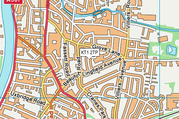 KT1 2TP map - OS VectorMap District (Ordnance Survey)