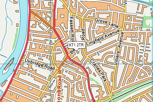 KT1 2TR map - OS VectorMap District (Ordnance Survey)