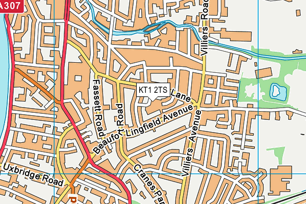 KT1 2TS map - OS VectorMap District (Ordnance Survey)