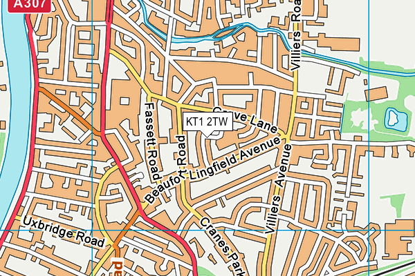 KT1 2TW map - OS VectorMap District (Ordnance Survey)