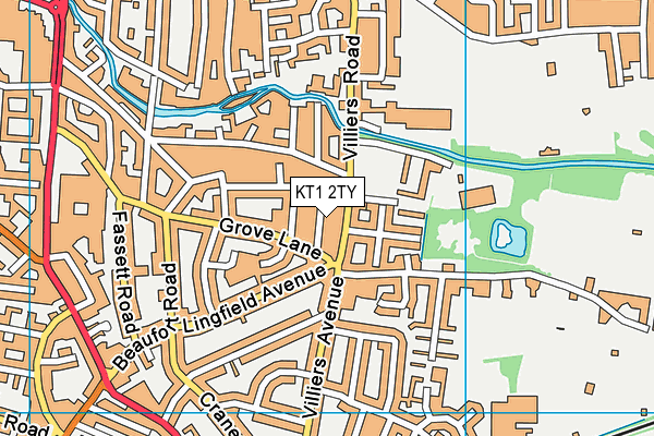 KT1 2TY map - OS VectorMap District (Ordnance Survey)