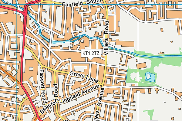 KT1 2TZ map - OS VectorMap District (Ordnance Survey)