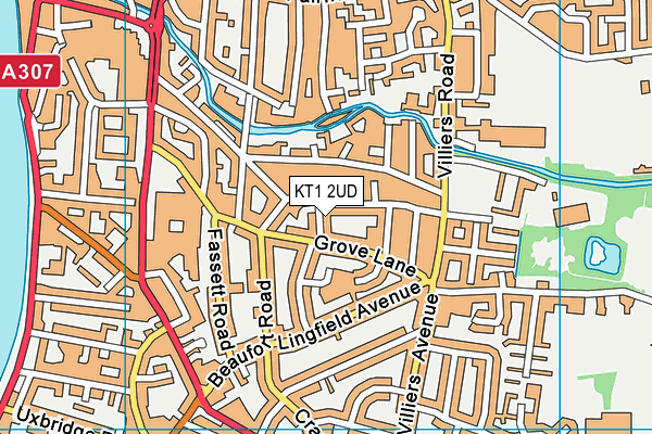 KT1 2UD map - OS VectorMap District (Ordnance Survey)