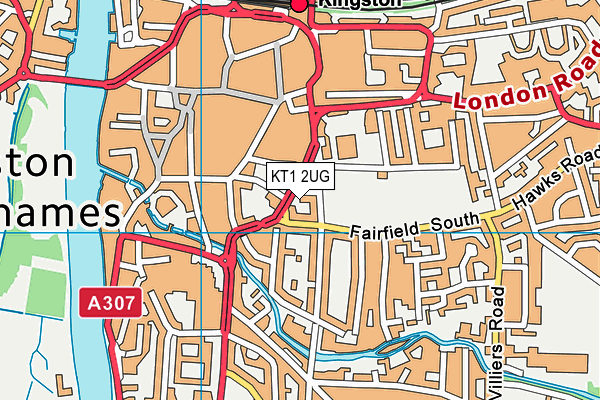 KT1 2UG map - OS VectorMap District (Ordnance Survey)