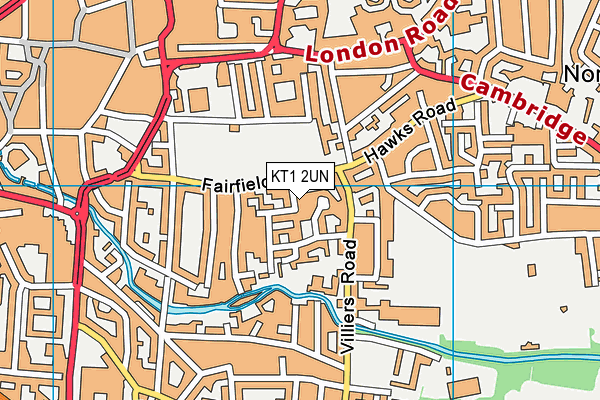 KT1 2UN map - OS VectorMap District (Ordnance Survey)