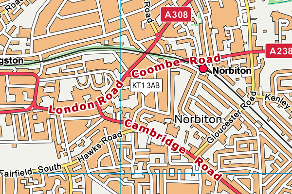 KT1 3AB map - OS VectorMap District (Ordnance Survey)