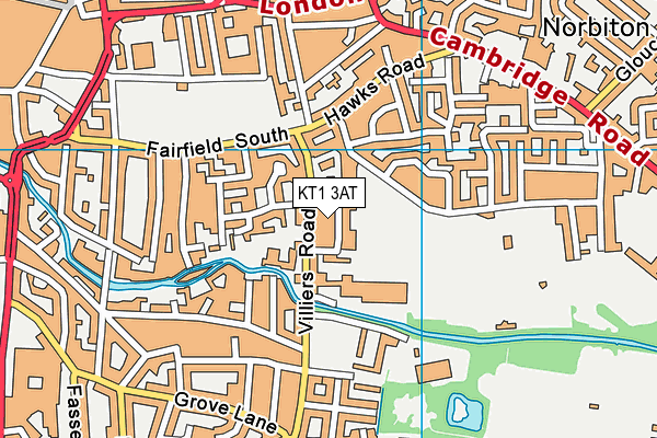 KT1 3AT map - OS VectorMap District (Ordnance Survey)