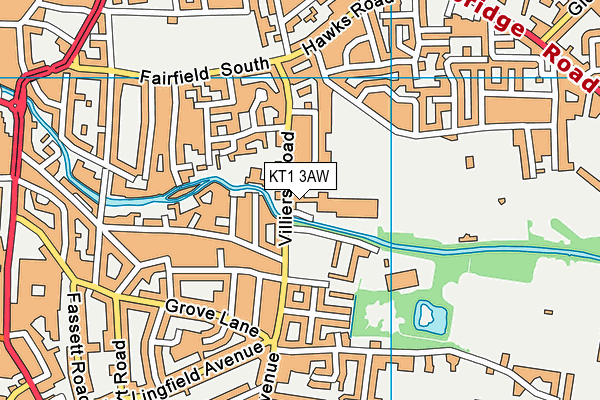 KT1 3AW map - OS VectorMap District (Ordnance Survey)