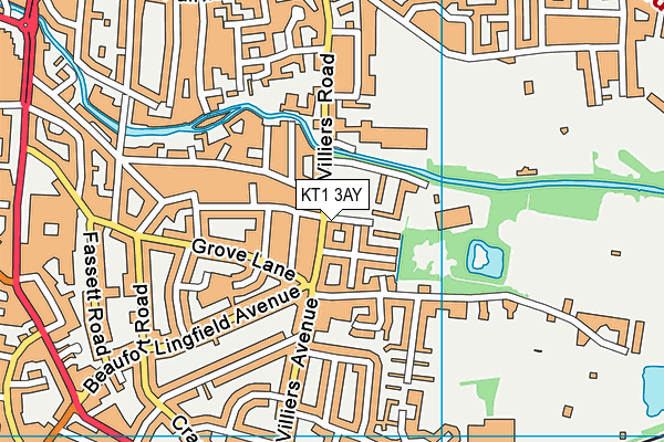 KT1 3AY map - OS VectorMap District (Ordnance Survey)