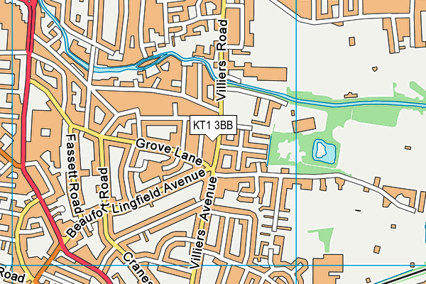 KT1 3BB map - OS VectorMap District (Ordnance Survey)