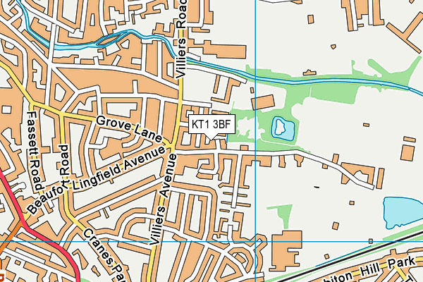 KT1 3BF map - OS VectorMap District (Ordnance Survey)