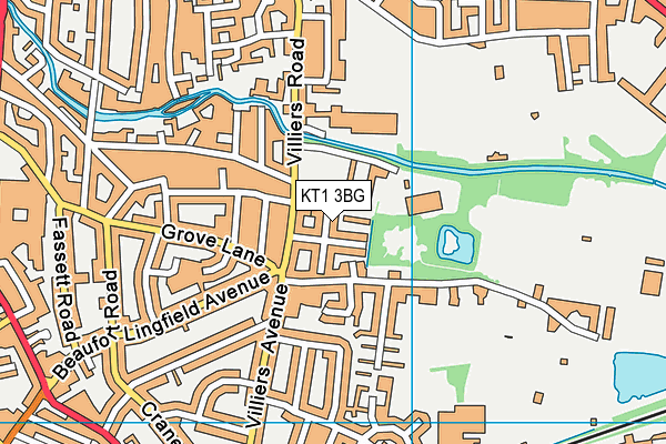 KT1 3BG map - OS VectorMap District (Ordnance Survey)