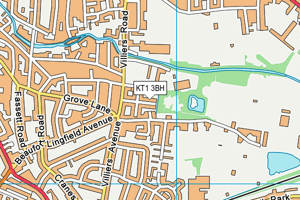 KT1 3BH map - OS VectorMap District (Ordnance Survey)