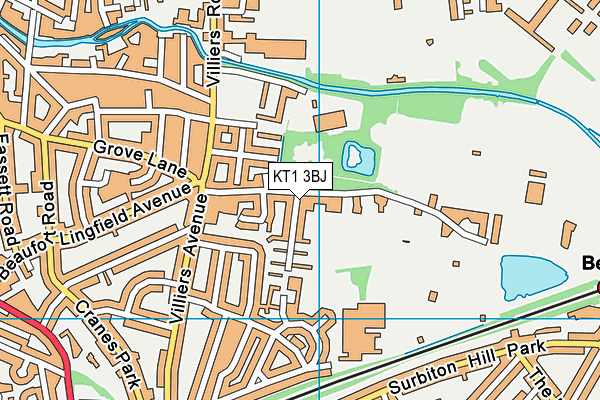 KT1 3BJ map - OS VectorMap District (Ordnance Survey)