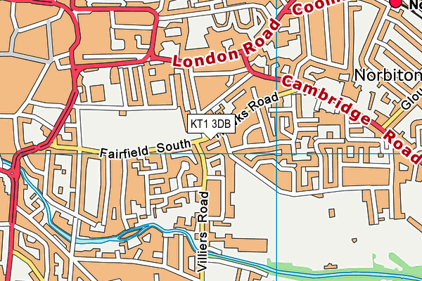 KT1 3DB map - OS VectorMap District (Ordnance Survey)