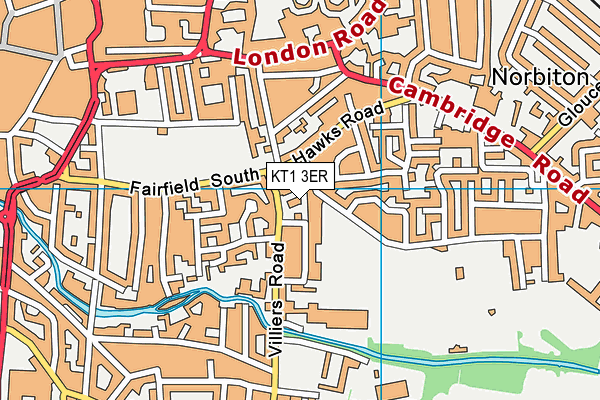 KT1 3ER map - OS VectorMap District (Ordnance Survey)